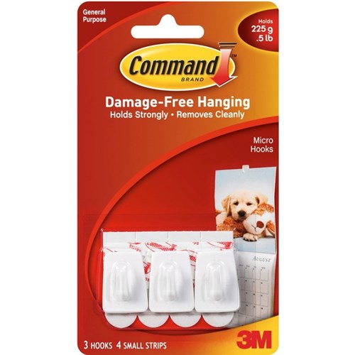 Command™ Adhesive Hooks Micro, Pack of 3