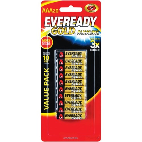 Eveready Gold AAA Alkaline Batteries, Pack of 20
