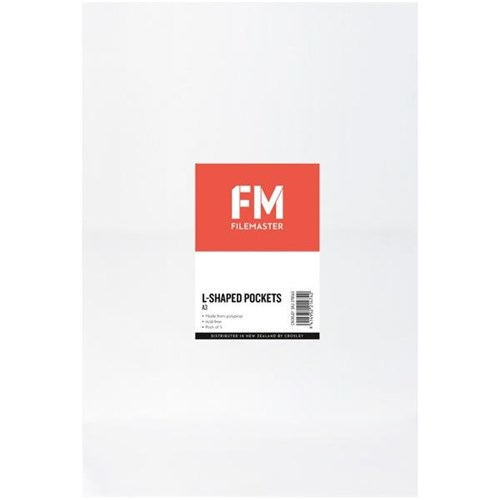 FM L-Shaped Pockets A3 Clear, Pack of 5