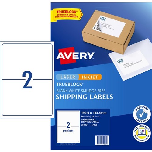 Avery Internet Shipping Laser & Inkjet Labels L7168 White 2 Per Sheet