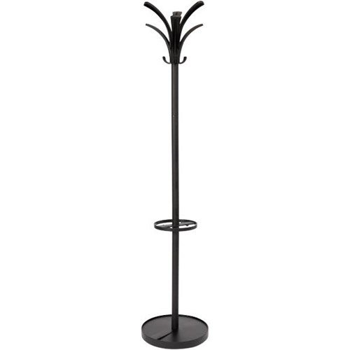 Brio Coat Stand 9 Hooks With Umbrella Stand 380x1770mm Black