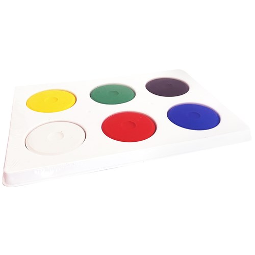 EC Tempera Paint Disc & Tray Assorted Colours, Set of 6