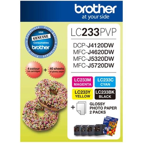 Brother LC233PVP Colour & Black Ink Cartridge Value Pack