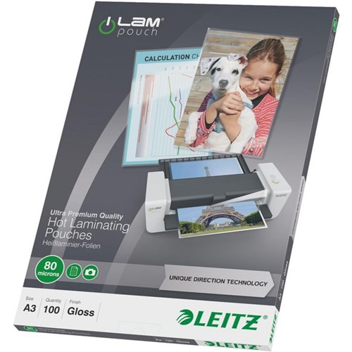 Leitz iLam A3 Laminating Pouches Premium 80 Micron, Pack of 100