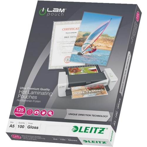 Leitz iLam A5 Laminating Pouches Premium 125 Micron, Pack of 100
