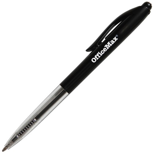 OfficeMax Black Retractable Ballpoint Pens 1.0mm Medium Tip