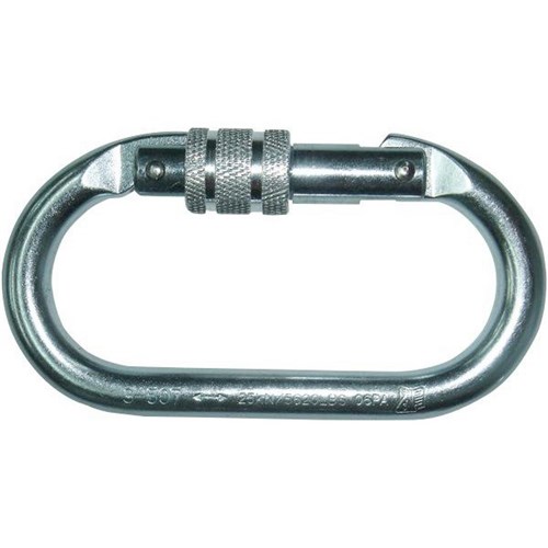 Oval Shape Carabiner Steel Screw Gate 24KN Single Person