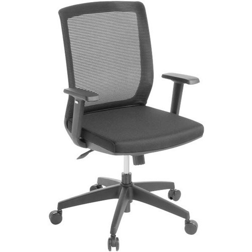 Media Boardroom Chair With Arms Mesh Back Black Fabric