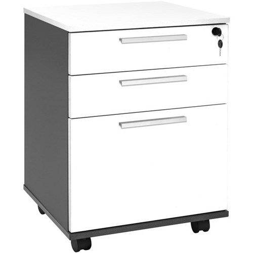 Emerge OM215 Mobile 3 Drawer White/Ironstone
