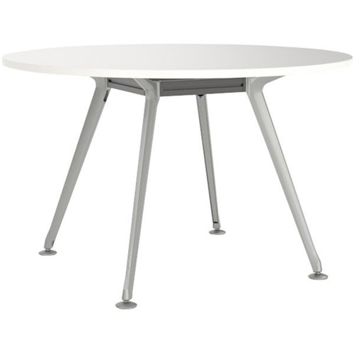 Galaxy Boardroom Table Round 1200mm White Top Silver Frame OfficeMax NZ