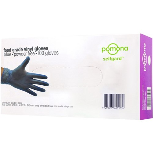 Selfgard Vinyl Disposable Gloves Powder Free Food Grade Blue Small, Carton of 1000