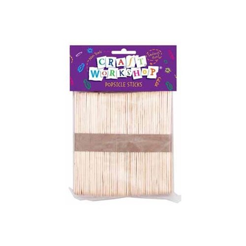Craft Workshop Pop Sticks 115x10mm Plain, Pack of 120