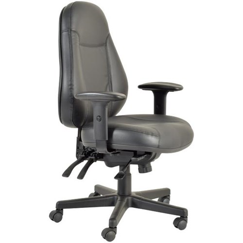 Persona 24/7 Chair 4 Lever With Arms Seat Slide Leather Seat/Black