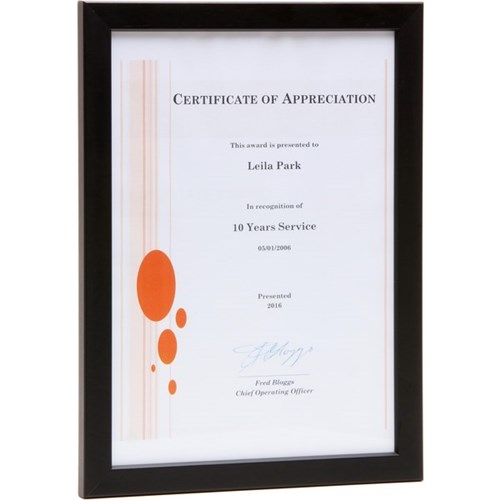 Harrisons A4 Certificate Frame Black Timber