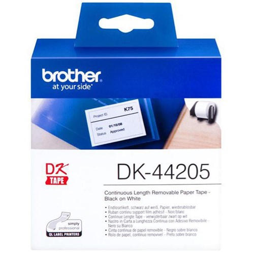 Brother Continuous Removable Paper Label Roll DK- 44205 62mm x 30.48m White
