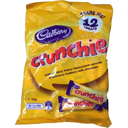Cadbury Chocolate Crunchie Treat Pack 180g, Pack of 12