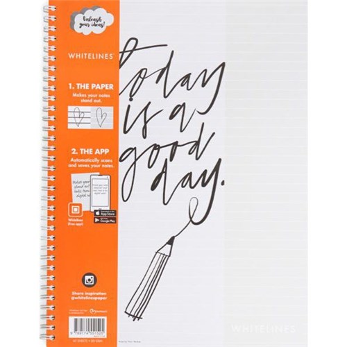Whitelines A4 Spiral Notebook 8mm Lined 120 Pages