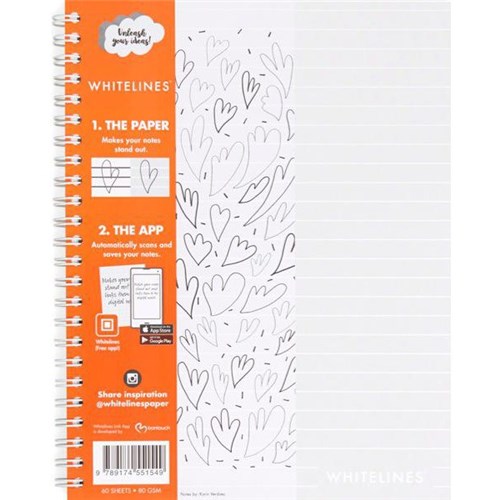 Whitelines A5 Spiral Notebook 7mm Lined 120 Pages