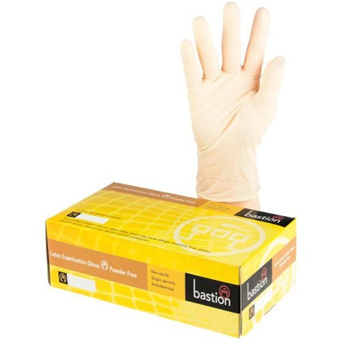 Bastion Latex Safety Gloves Powder Free Small, Pack of 100