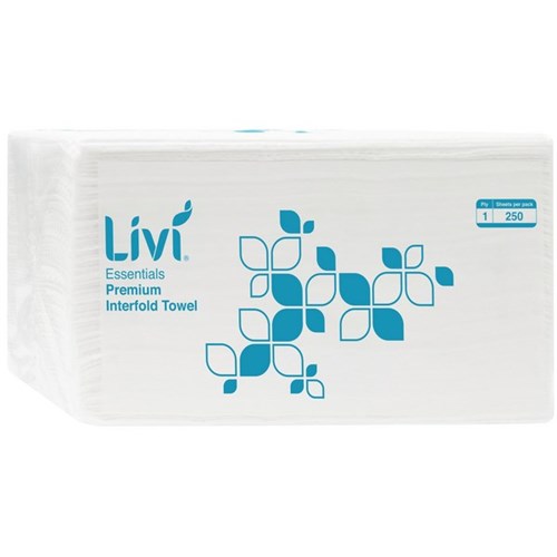 Livi Essentials Paper Towels Interfold 250 Sheets 1421, Carton of 16 Packs