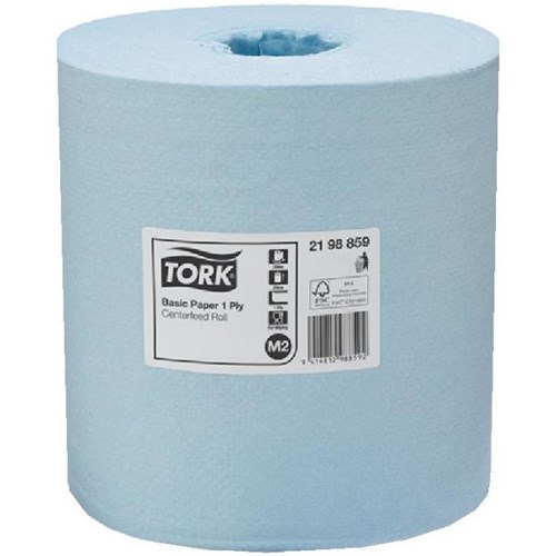 Tork M2 Centrefeed Paper Towel Roll 2198859 200mmx300m Blue, Carton of 6