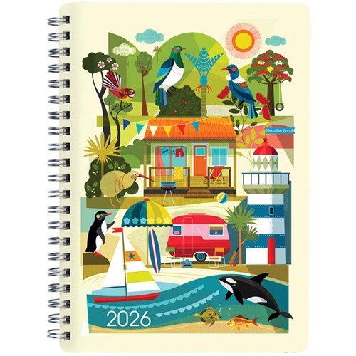 Collins A53 Diary A5 Week To View 2026 Kiwi Vibe Assorted Designs