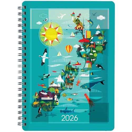 Collins A53 Diary A5 Week To View 2026 Kiwi Vibe Assorted Designs