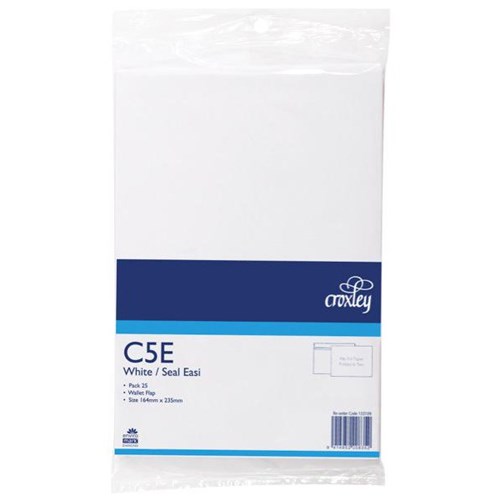 Croxley C5E Envelopes Seal Easi White 164x235mm, Pack of 25