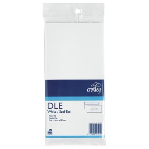Croxley DLE (E20E) Envelope Seal Easi White, Pack of 100