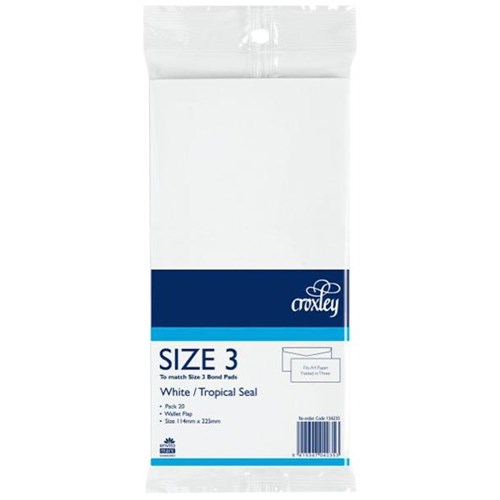 Croxley E20E Envelope Tropical Seal White 114x225mm, Pack of 20