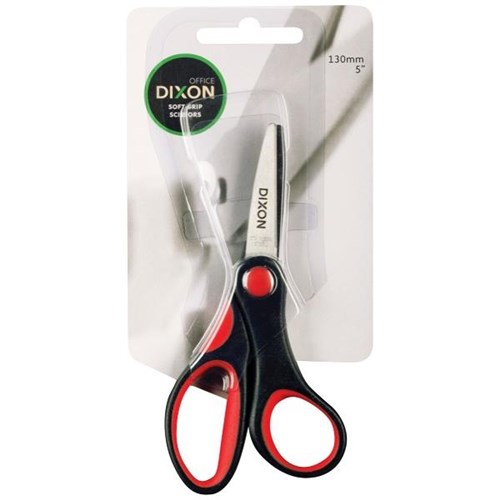 Dixon Soft Grip Scissors 130mm Black/Red