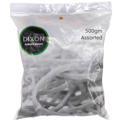 Dixon Rubber Bands Assorted Sizes 500g
