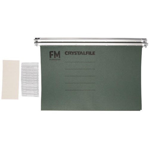 FM Crystalfile Suspension File Foolscap Green, Pack of 10