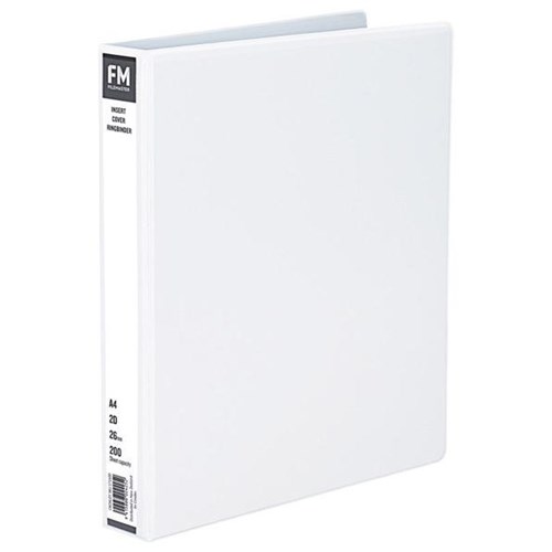 FM Overlay Insert Cover Ringbinder A4 26mm 2 Ring White