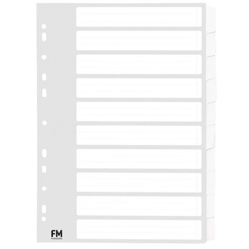 FM Index Dividers 10 Tab A4 Cardboard White