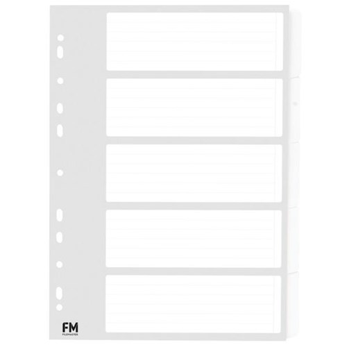 FM Index Dividers 5 Tab A4 Cardboard White