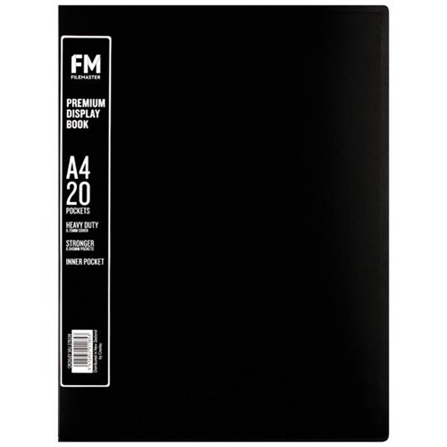 FM A4 Premium Display Book 20 Pockets Black