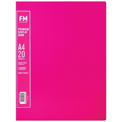 FM A4 Premium Display Book 20 Pockets Shocking Pink