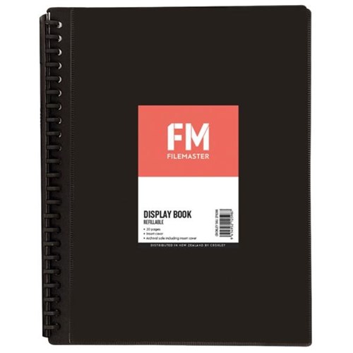 FM Display Book Refillable Insert Cover 20 Pocket Black OfficeMax NZ