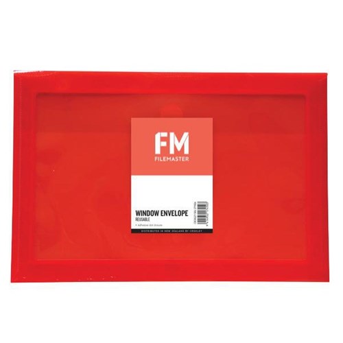 FM Window Envelope Reusable Foolscap Polyprop Red