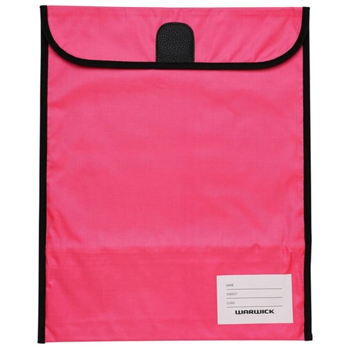 Warwick Homework Book Bag Hook & Loop Medium 290x360mm Pink