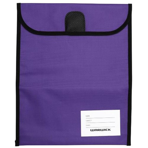 Warwick Homework Book Bag Hook & Loop Medium 290x360mm Purple