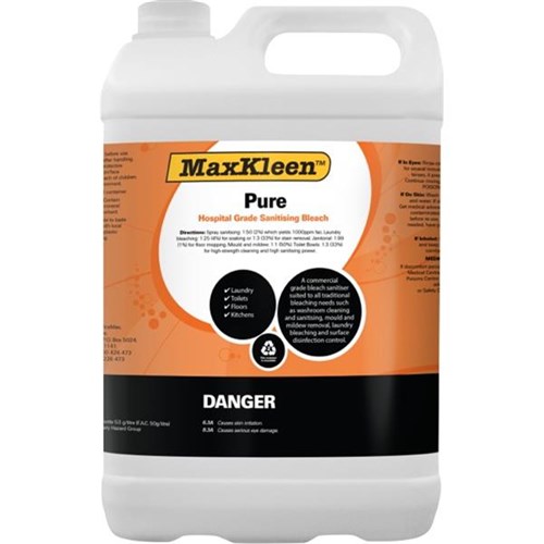 MaxKleen Pure Hospital Grade Bleach Cleaner 5 Litre OfficeMax NZ