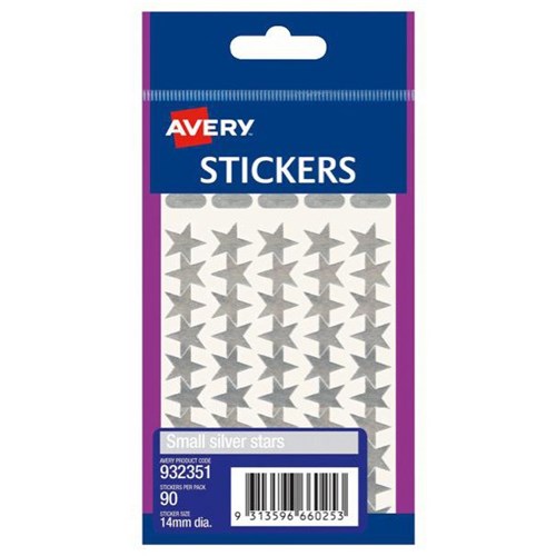 Avery Star Stickers Silver, Pack of 90