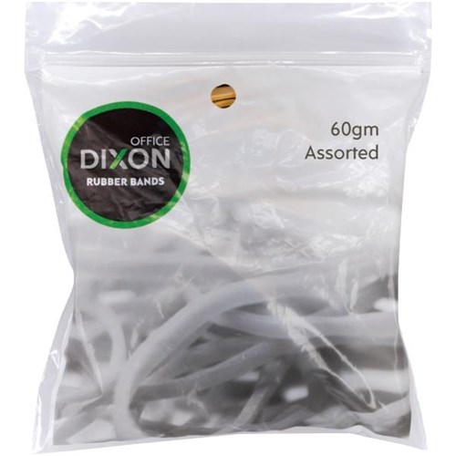 Dixon Rubber Bands Assorted Sizes 60g