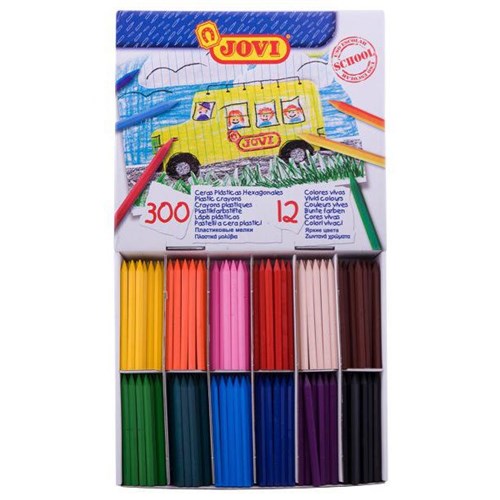 Jovi Plastic Crayons Classroom Pack A Assorted Colours, Box of 300