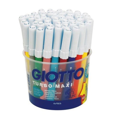 Giotto Turbo Maxi Felt Tip Markers 12 Colours, Tub of 48