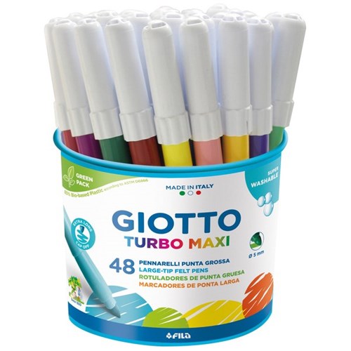 Giotto Turbo Maxi Felt Tip Markers 12 Colours, Tub of 48