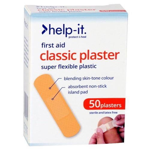 Help-It Plastic Plasters 72x19mm Flesh Colour, Pack of 50