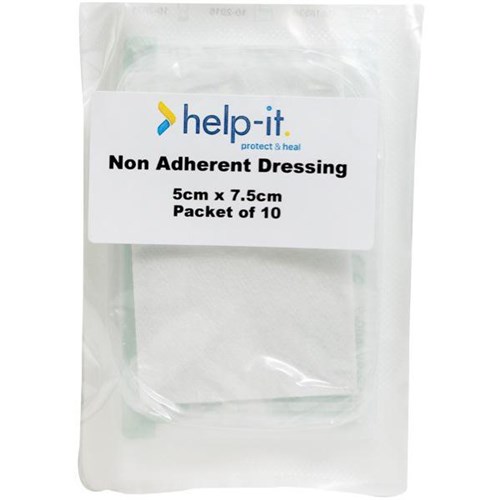 Help-It Non-Adherent Wound Dressing Pad 50x75mm, Pack of 10